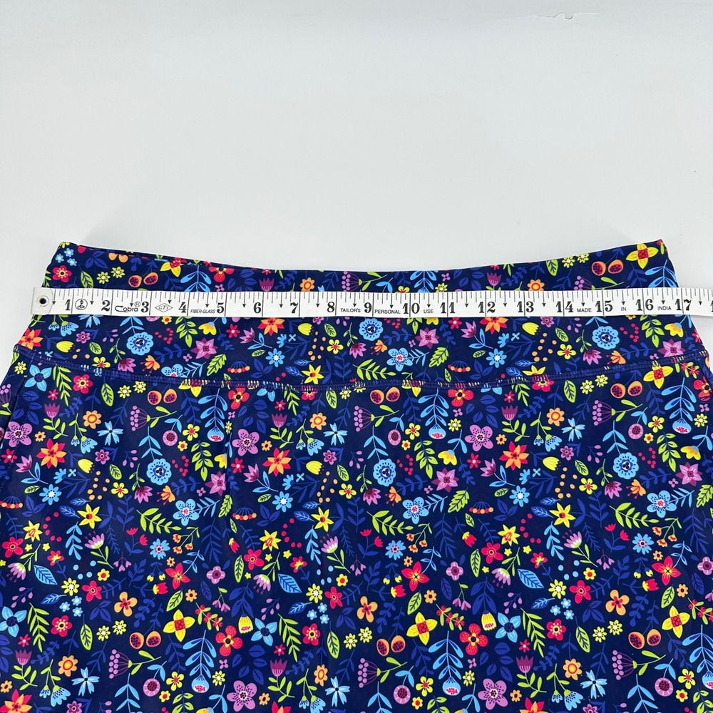 Moteepi Skort Skirt Golf Pickleball High Waist Stretch Floral Blue Womens XL - Picture 6 of 8